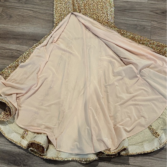 NWT! Portia and Scarlett Gold Strapless Prom Formal Dress Sequin Dress PS23521 - Picture 11 of 15